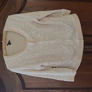 Lafayette 148 Wool Scoop Neck Cardigan with Sequin Embellishments